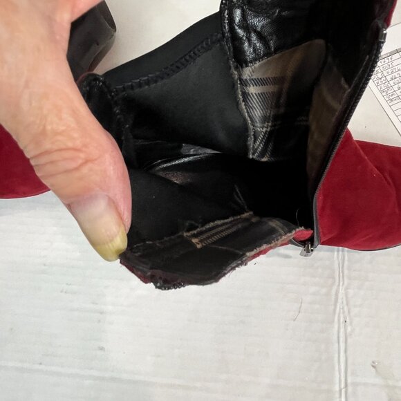 Women's Aquatalia Red Suede Heeled Bootie, Size 38.5 EU - Picture 13 of 15